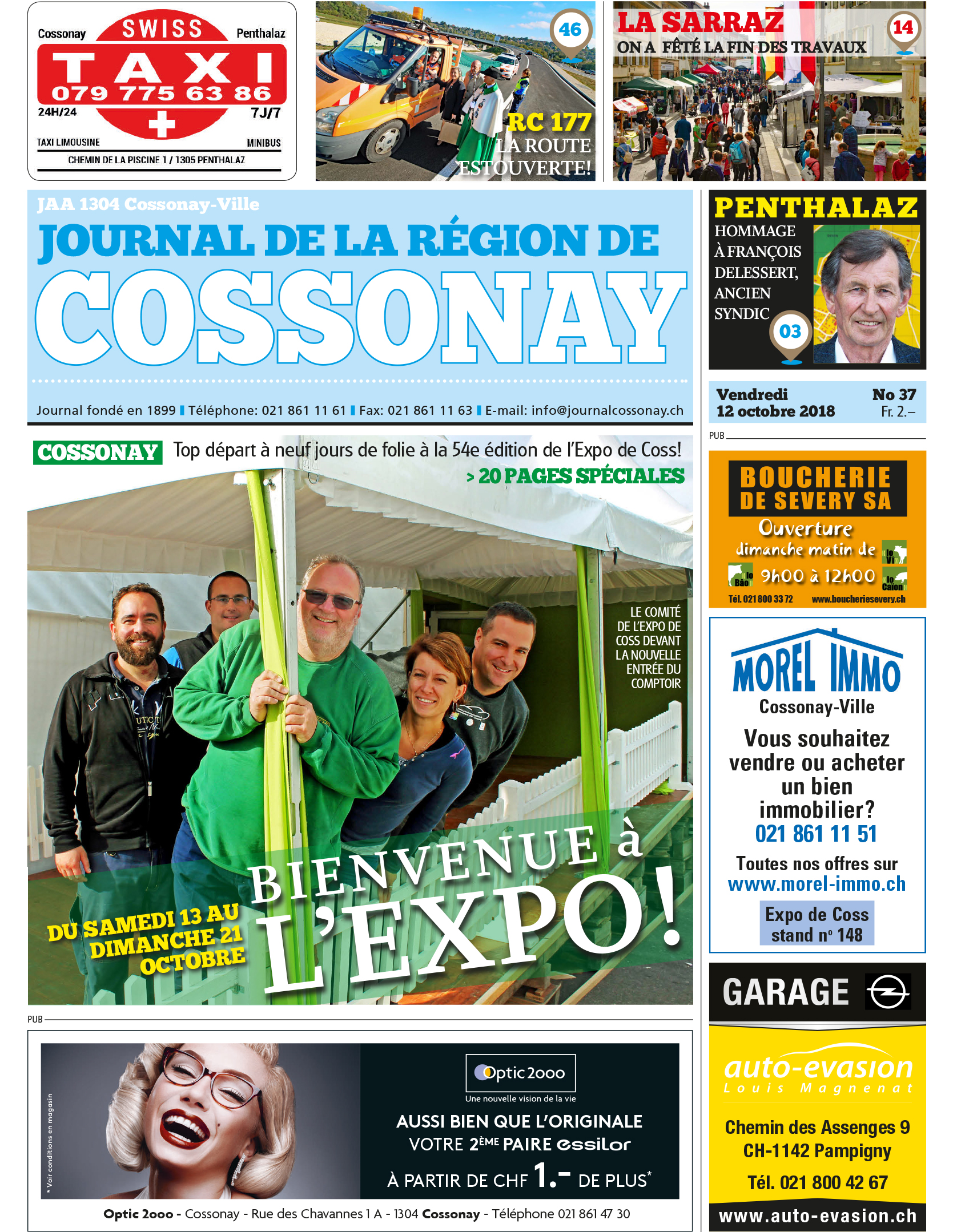 La Une – 12 octobre 2018