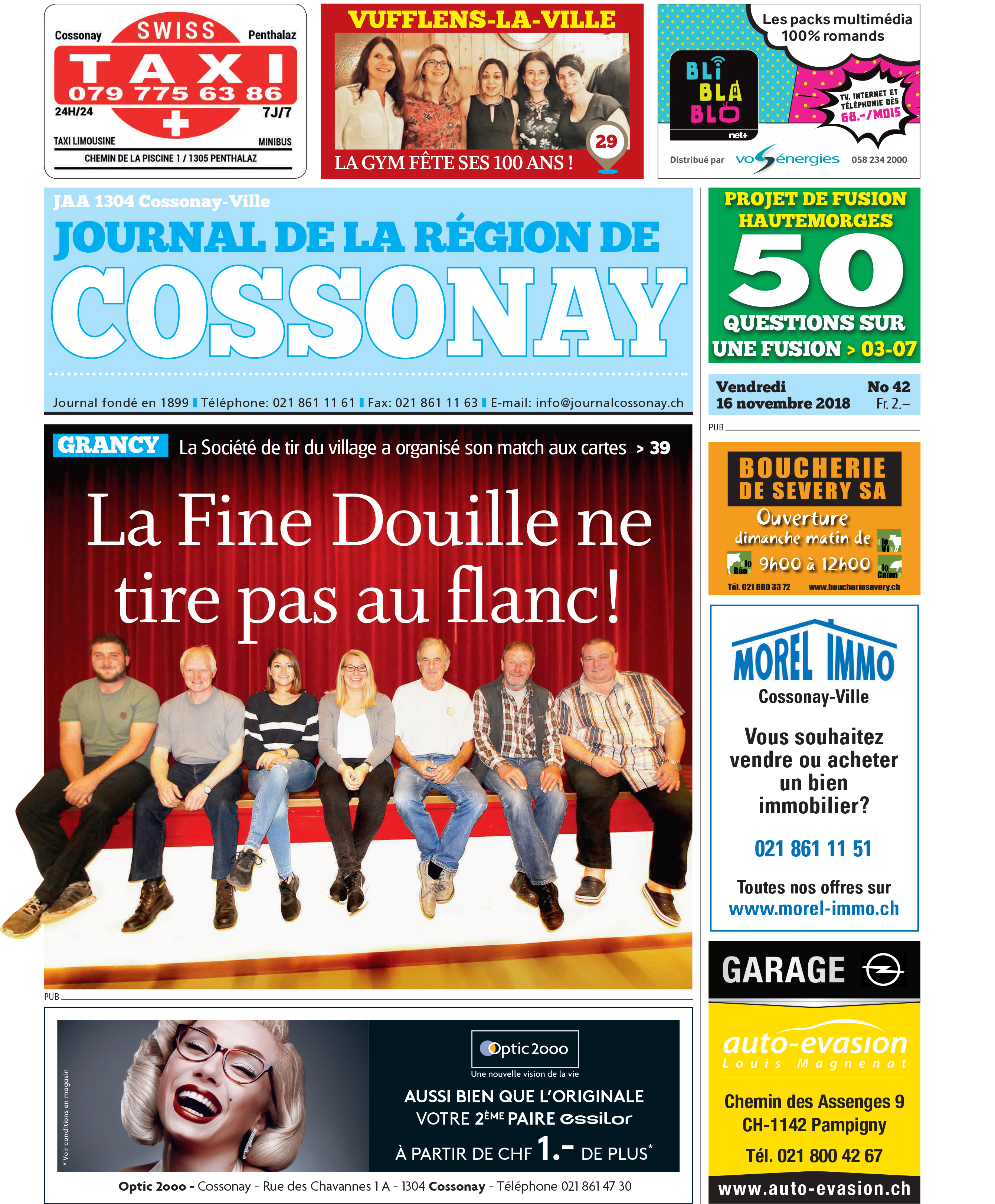 La Une – 16 novembre 2018