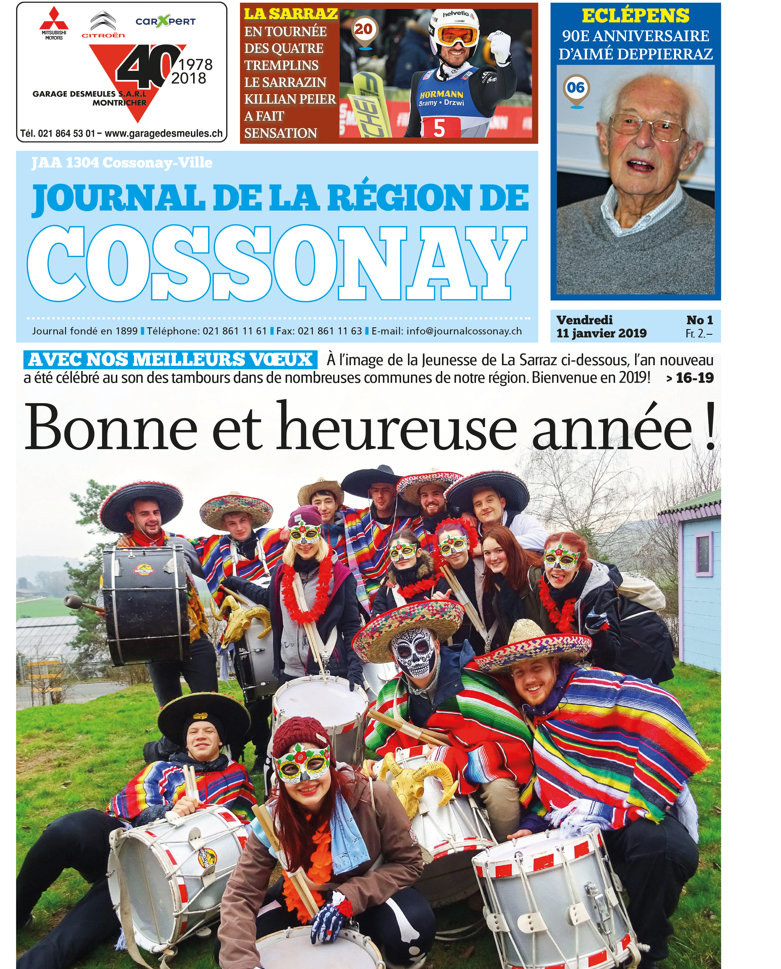 La Une du 11 janvier 2019. Bonne et heureuse Année !