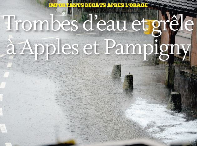 Trombes d’eau et grêle à Apples et Pampigny